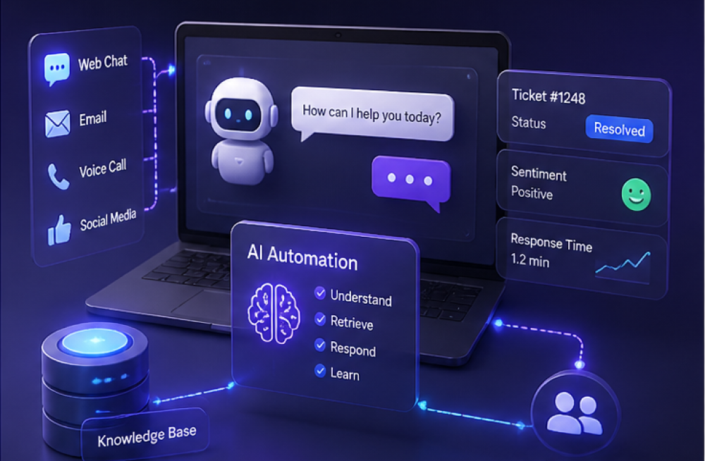 • Customer support automation • Lead qualification agents • AI document processing • AI voice assistants • Workflow orchestration
